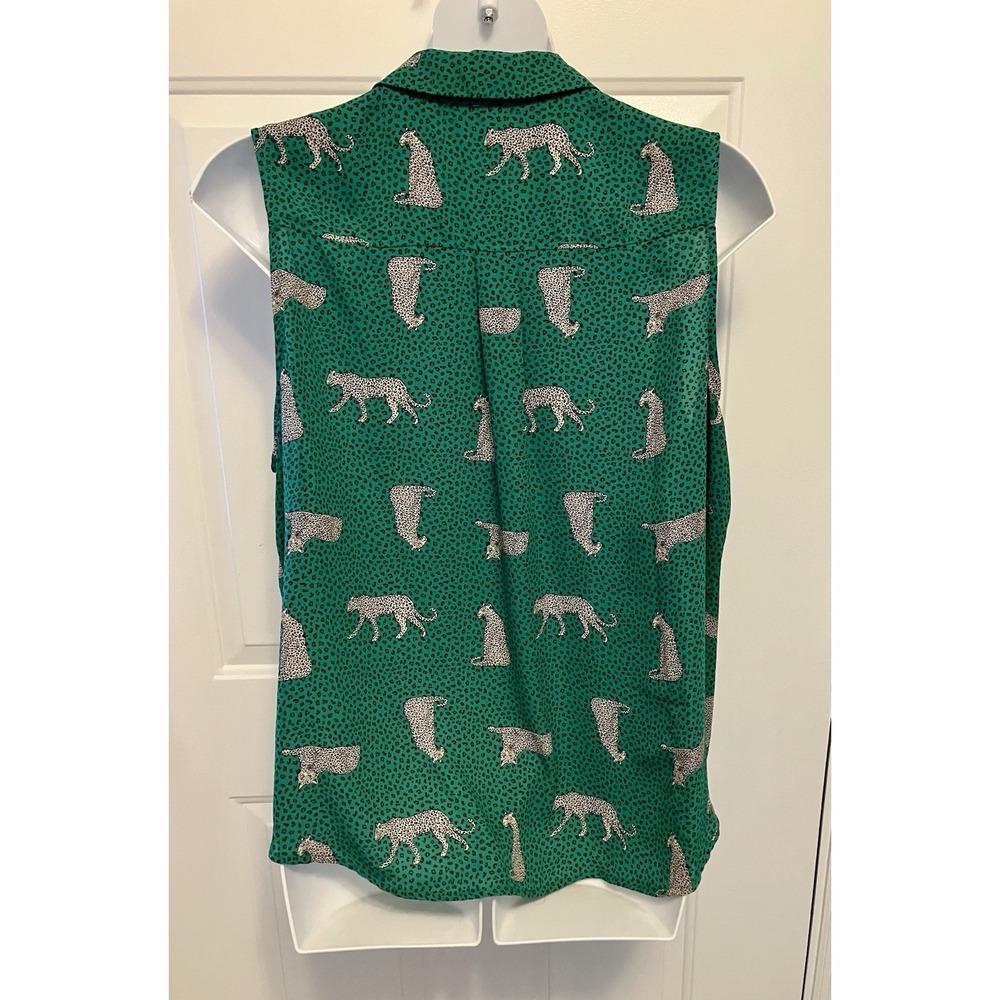 Torrid 3‎ 3X Madison Sleeveless Shirt Kelly Green Leopard Animal Print Women’s - Picture 4 of 6